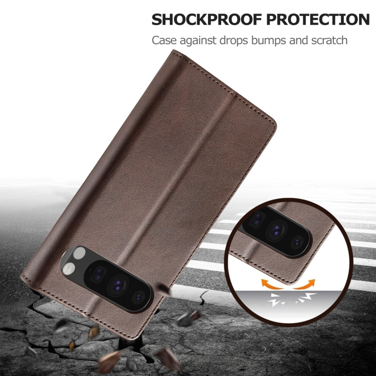 For Google Pixel 9 / 9 Pro LC.IMEEKE Calf Texture Flip Leather Phone Case(Brown) - Google Cases by LC.IMEEKE | Online Shopping South Africa | PMC TechLife | Buy Now Pay Later Mobicred