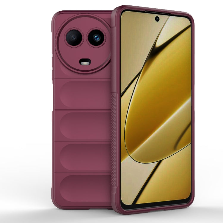 For Realme 11 5G Global Magic Shield TPU + Flannel Phone Case(Wine Red) - Realme Cases by PMC TechLife | Online Shopping South Africa | PMC TechLife | Buy Now Pay Later Mobicred