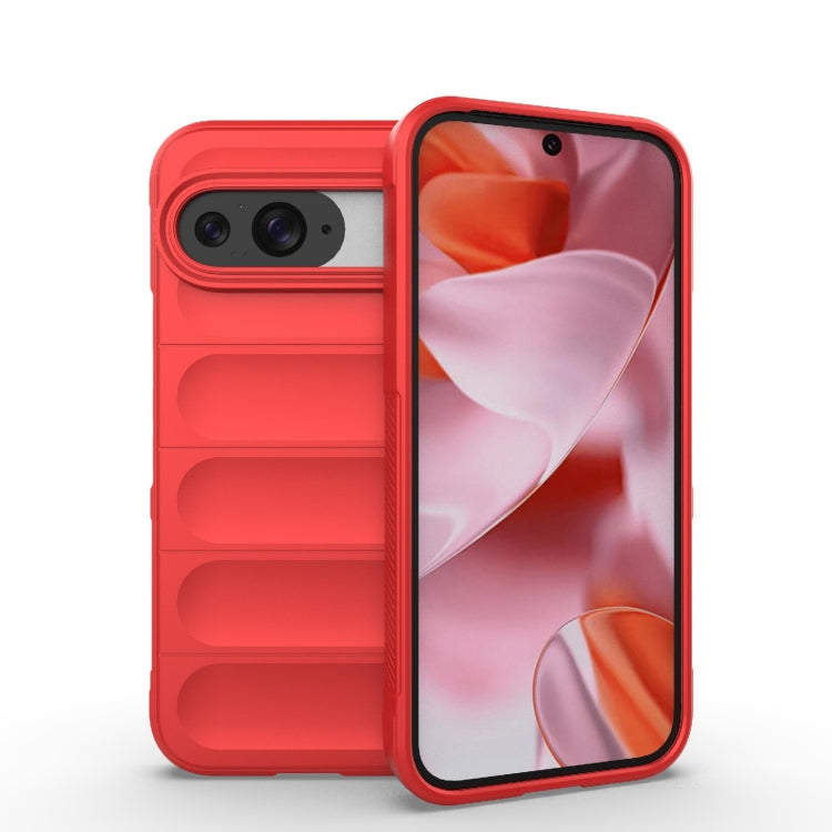 For Google Pixel 9 5G Global Magic Shield TPU + Flannel Phone Case(Red) - Google Cases by PMC TechLife | Online Shopping South Africa | PMC TechLife | Buy Now Pay Later Mobicred