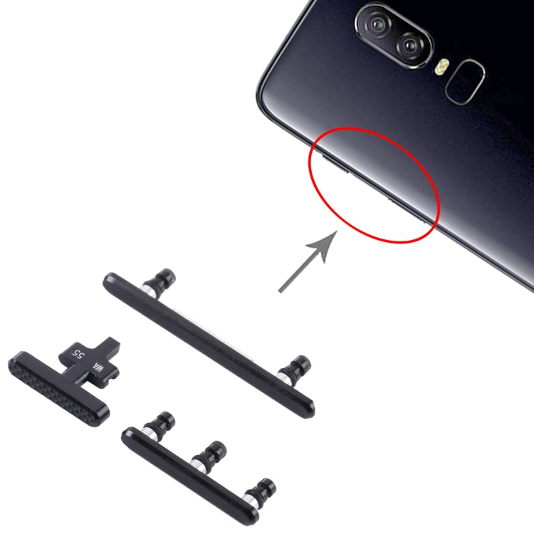 For OnePlus 6 Power Button + Volume Control Button(Frosted Black) - Home key & Side Key by PMC Jewellery | Online Shopping South Africa | PMC Jewellery