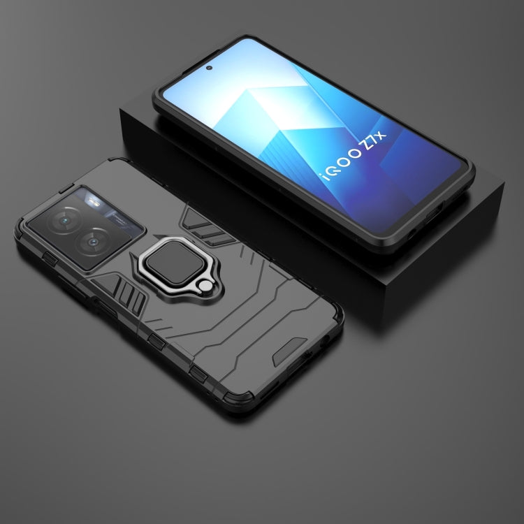 For vivo iQOO Z7x 5G Magnetic Ring Holder PC + TPU Phone Case(Black) - vivo Cases by PMC TechLife | Online Shopping South Africa | PMC TechLife | Buy Now Pay Later Mobicred
