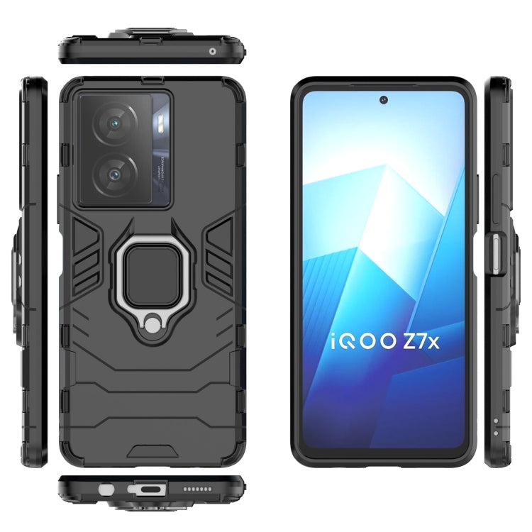 For vivo iQOO Z7x 5G Magnetic Ring Holder PC + TPU Phone Case(Black) - vivo Cases by PMC TechLife | Online Shopping South Africa | PMC TechLife | Buy Now Pay Later Mobicred