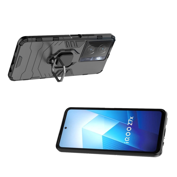 For vivo iQOO Z7x 5G Magnetic Ring Holder PC + TPU Phone Case(Black) - vivo Cases by PMC TechLife | Online Shopping South Africa | PMC TechLife | Buy Now Pay Later Mobicred