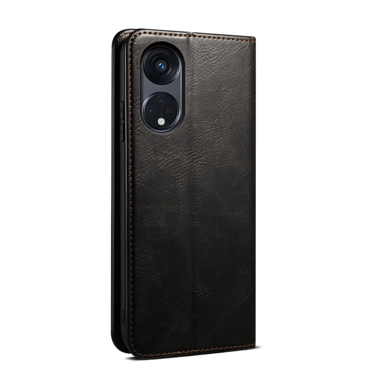 For OPPO A98 5G Oil Wax Crazy Horse Texture Leather Phone Case(Black) - OPPO Cases by PMC TechLife | Online Shopping South Africa | PMC TechLife