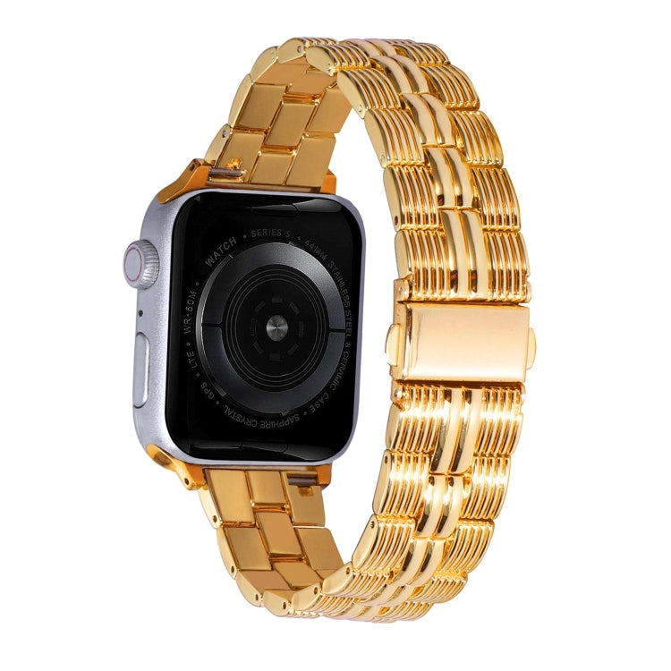 3-Beads Stripe Metal Watch Band For Apple Watch 9 45mm(Gold) - free shipping - PMc TechLife - Order now!