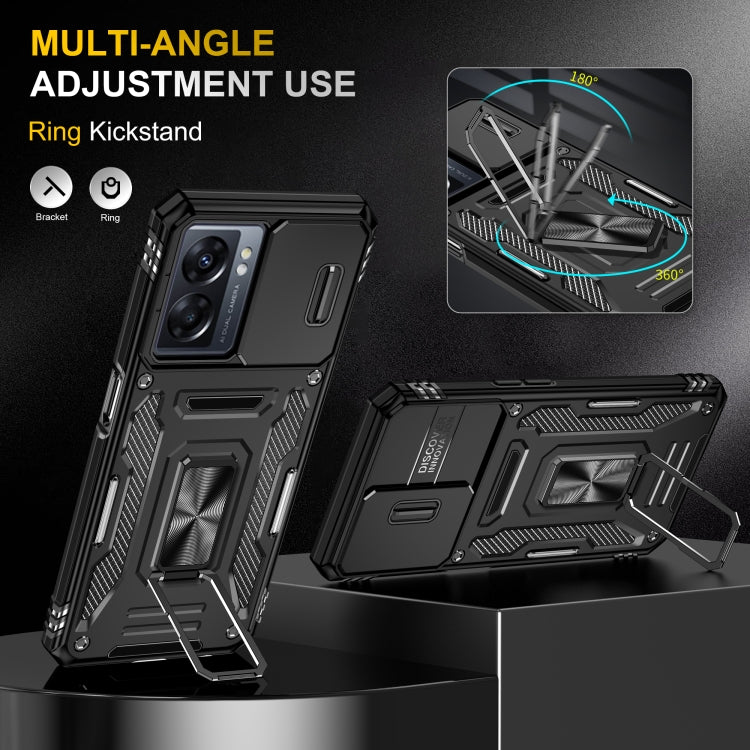 For OPPO A57 4G Armor PC + TPU Camera Shield Phone Case(Black) - OPPO Cases by PMC TechLife | Online Shopping South Africa | PMC TechLife