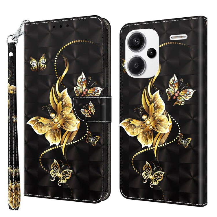 For Xiaomi Redmi Note 13 Pro+ 3D Painted Pattern Leather Phone Case(Golden Butterfly) - Note 13 Pro+ Cases by PMC TechLife | Online Shopping South Africa | PMC TechLife | Buy Now Pay Later Mobicred