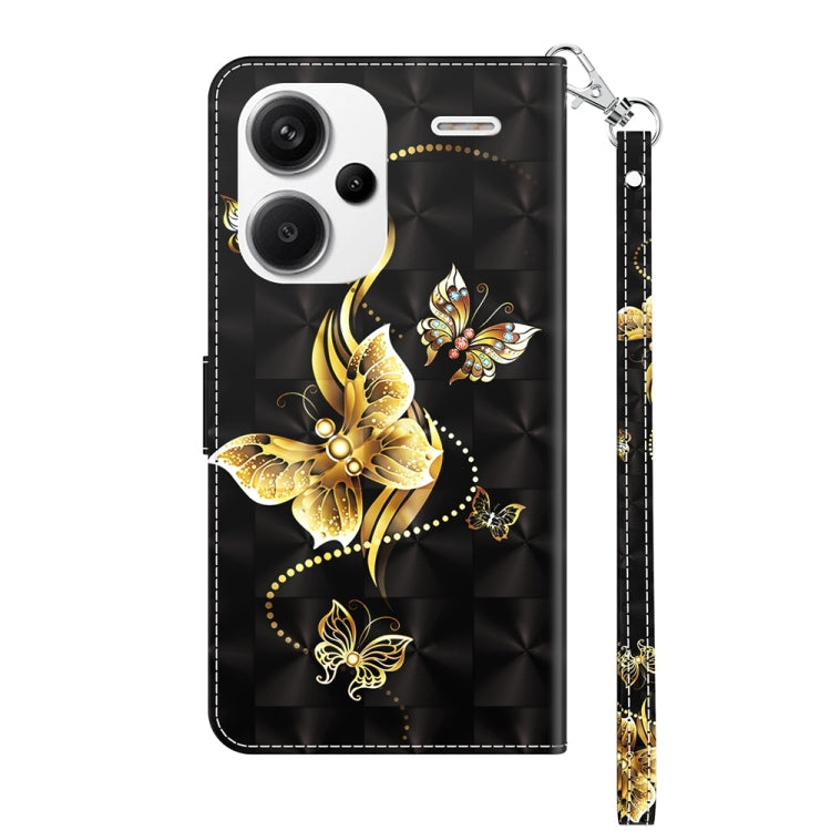 For Xiaomi Redmi Note 13 Pro+ 3D Painted Pattern Leather Phone Case(Golden Butterfly) - Note 13 Pro+ Cases by PMC TechLife | Online Shopping South Africa | PMC TechLife | Buy Now Pay Later Mobicred