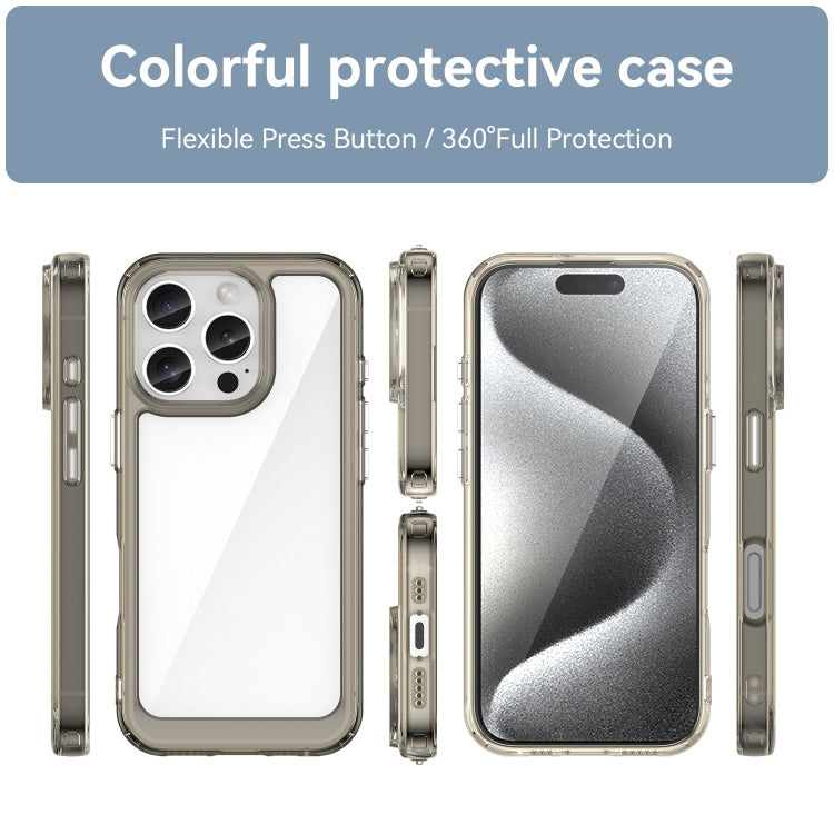 For iPhone 16 Pro Colorful Series Acrylic + TPU Phone Case(Transparent Grey) - iPhone 16 Pro Cases by PMC TechLife | Online Shopping South Africa | PMC TechLife | Buy Now Pay Later Mobicred