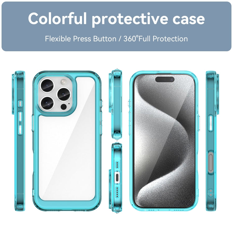 For iPhone 16 Pro Colorful Series Acrylic + TPU Phone Case(Transparent Blue) - free shipping - PMC TechLife - Order now!