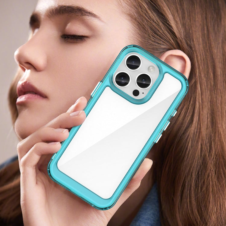 For iPhone 16 Pro Colorful Series Acrylic + TPU Phone Case(Transparent Blue) - free shipping - PMC TechLife - Order now!