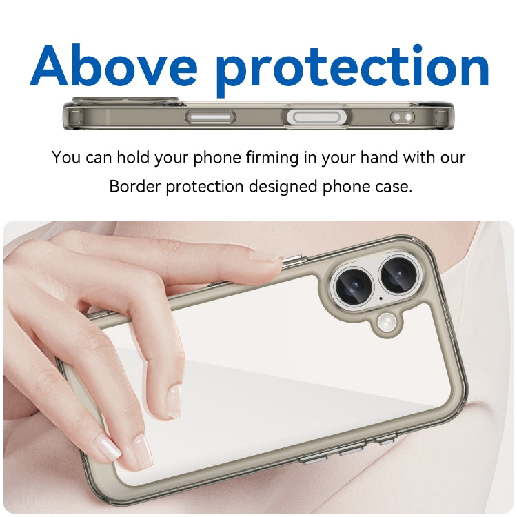 For iPhone 16 Plus Colorful Series Acrylic + TPU Phone Case(Transparent Grey) - iPhone 16 Plus Cases by PMC TechLife | Online Shopping South Africa | PMC TechLife | Buy Now Pay Later Mobicred