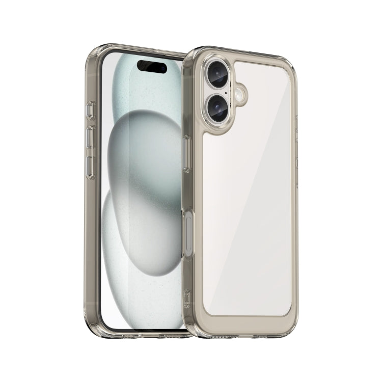 For iPhone 16 Colorful Series Acrylic + TPU Phone Case(Transparent Grey) - iPhone 16 Cases by PMC TechLife | Online Shopping South Africa | PMC TechLife | Buy Now Pay Later Mobicred