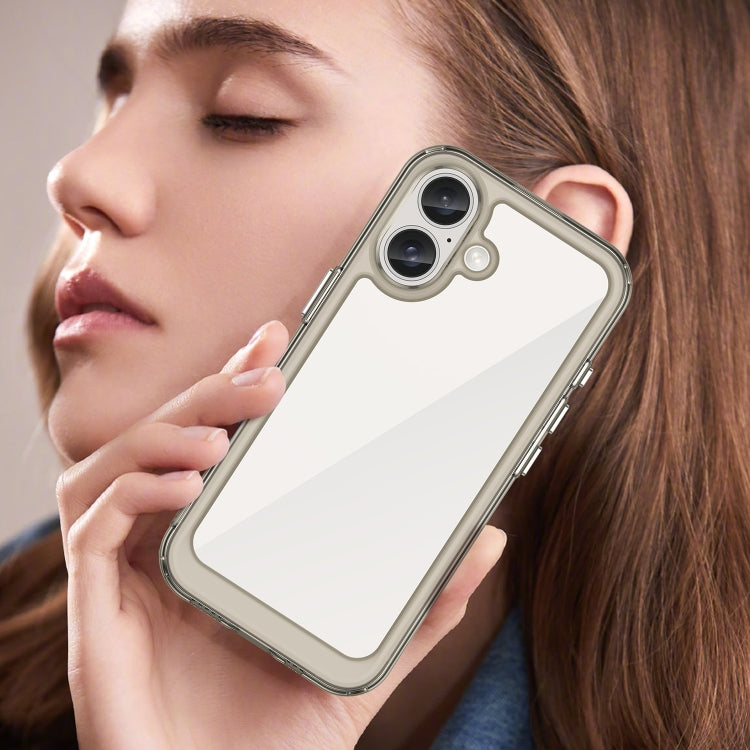 For iPhone 16 Colorful Series Acrylic + TPU Phone Case(Transparent Grey) - iPhone 16 Cases by PMC TechLife | Online Shopping South Africa | PMC TechLife | Buy Now Pay Later Mobicred