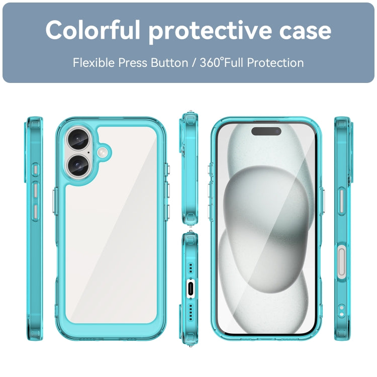 For iPhone 16 Colorful Series Acrylic + TPU Phone Case(Transparent Blue) - free shipping - PMC TechLife - Order now!