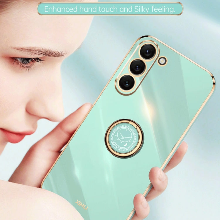 For Samsung Galaxy S24+ 5G XINLI Straight Edge 6D Electroplate TPU Phone Case with Ring Holder(Mint Green) - Galaxy S24+ 5G Cases by XINLI | Online Shopping South Africa | PMC Jewellery | Buy Now Pay Later Mobicred