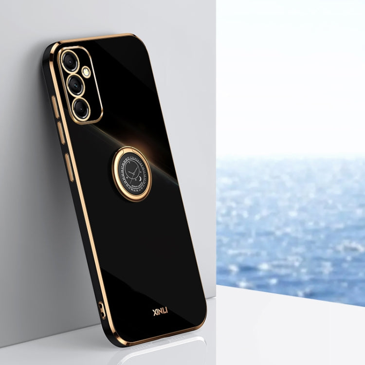 For Samsung Galaxy A55 XINLI Straight Edge 6D Electroplate TPU Phone Case with Ring Holder(Black) - Galaxy Phone Cases by XINLI | Online Shopping South Africa | PMC TechLife