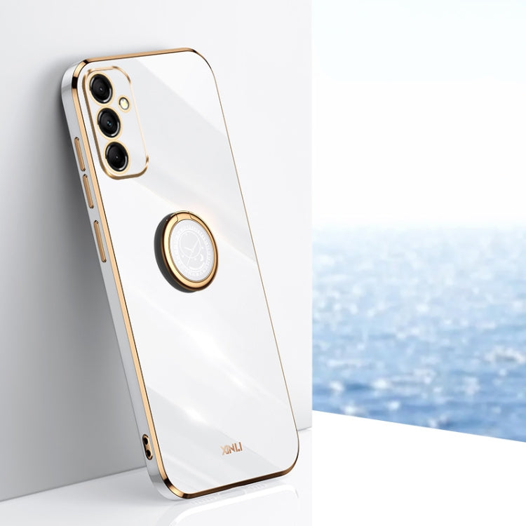 For Samsung Galaxy A55 XINLI Straight Edge 6D Electroplate TPU Phone Case with Ring Holder(White) - Galaxy Phone Cases by XINLI | Online Shopping South Africa | PMC TechLife | Buy Now Pay Later Mobicred