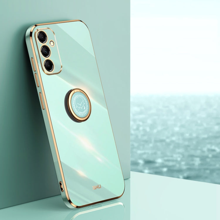 For Samsung Galaxy A55 XINLI Straight Edge 6D Electroplate TPU Phone Case with Ring Holder(Mint Green) - Galaxy Phone Cases by XINLI | Online Shopping South Africa | PMC TechLife