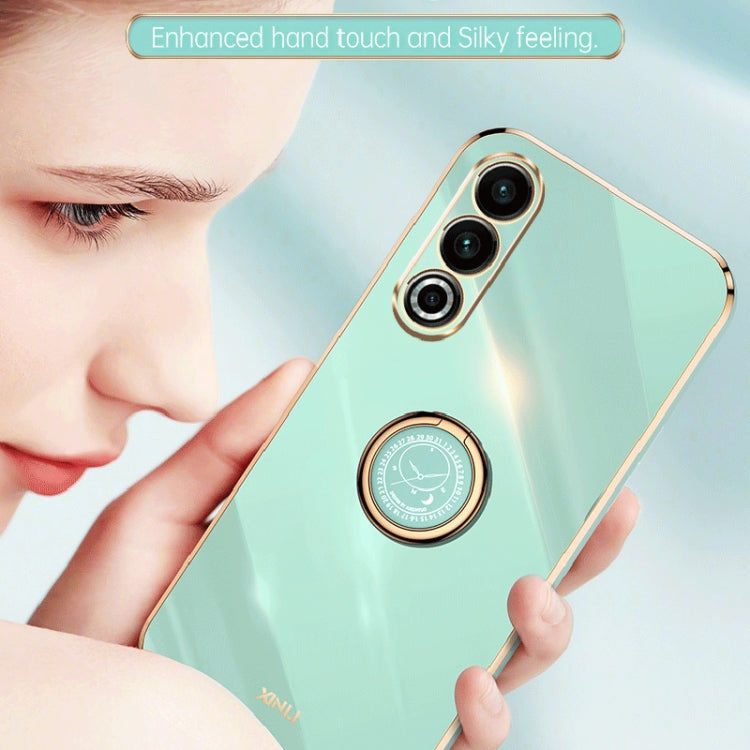 For Meizu 20 5G XINLI Straight Edge 6D Electroplate TPU Phone Case with Ring Holder(Mint Green) - Meizu by XINLI | Online Shopping South Africa | PMC Jewellery | Buy Now Pay Later Mobicred