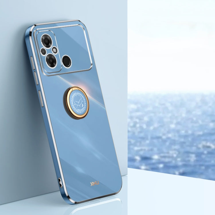 For Xiaomi Poco C55 4G XINLI Straight Edge 6D Electroplate TPU Phone Case with Ring Holder(Celestial Blue) - Xiaomi Cases by XINLI | Online Shopping South Africa | PMC TechLife | Buy Now Pay Later Mobicred