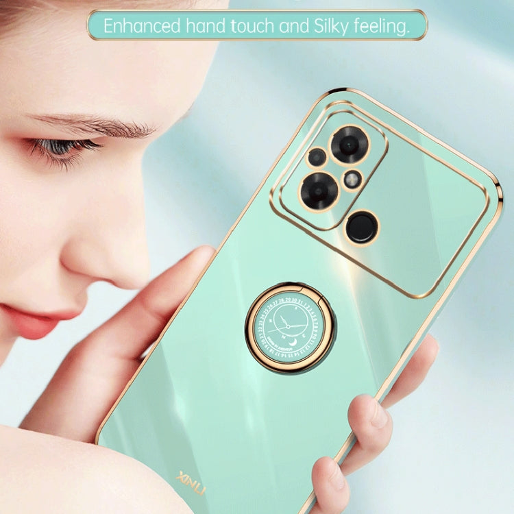 For Xiaomi Poco C55 4G XINLI Straight Edge 6D Electroplate TPU Phone Case with Ring Holder(Celestial Blue) - Xiaomi Cases by XINLI | Online Shopping South Africa | PMC TechLife | Buy Now Pay Later Mobicred