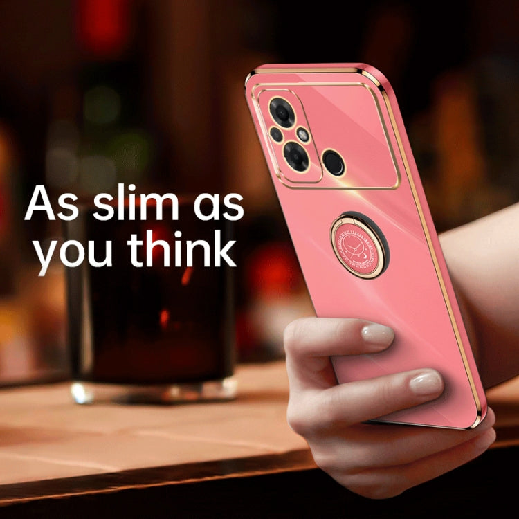 For Xiaomi Poco C55 4G XINLI Straight Edge 6D Electroplate TPU Phone Case with Ring Holder(White) - Xiaomi Cases by XINLI | Online Shopping South Africa | PMC TechLife | Buy Now Pay Later Mobicred