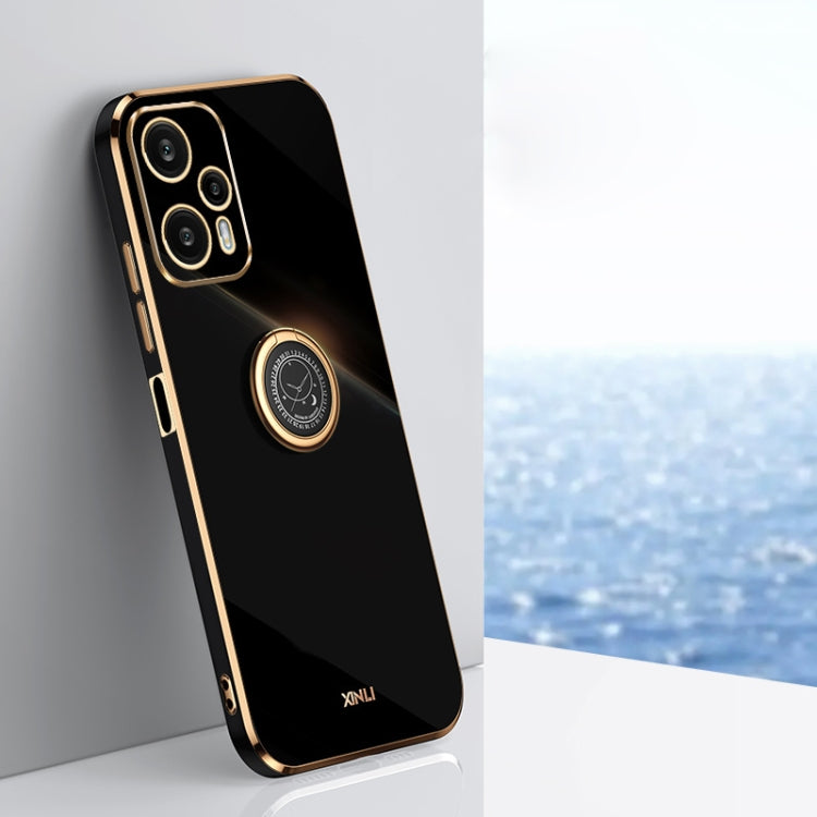 For Xiaomi Redmi Note 12 Turbo XINLI Straight Edge 6D Electroplate TPU Phone Case with Ring Holder(Black) - Xiaomi Cases by XINLI | Online Shopping South Africa | PMC TechLife | Buy Now Pay Later Mobicred