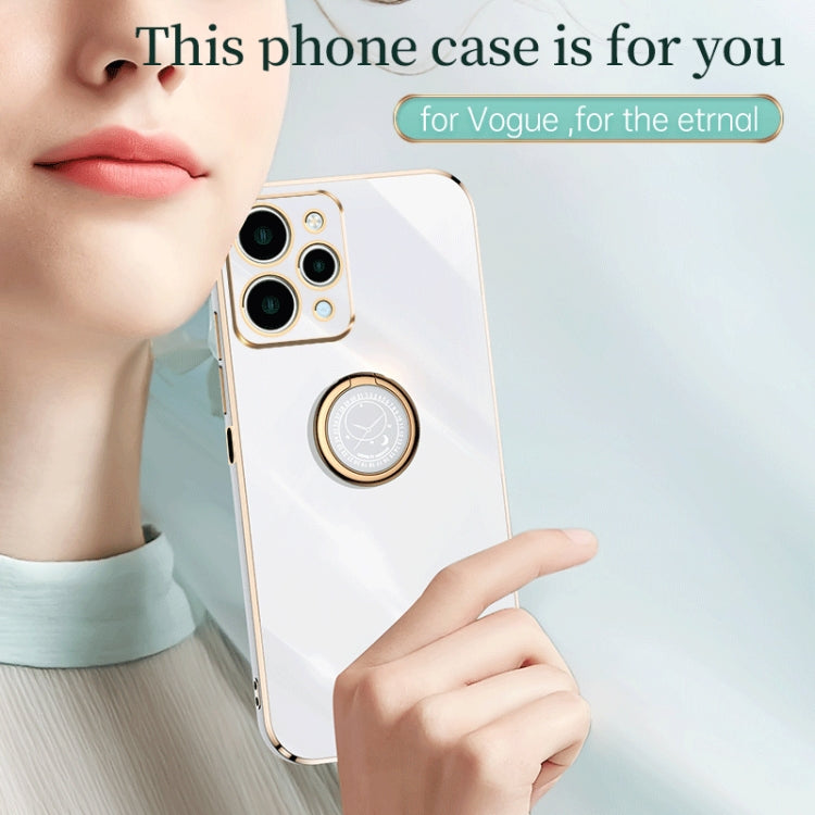 For Xiaomi Redmi 12 4G XINLI Straight Edge 6D Electroplate TPU Phone Case with Ring Holder(White) - Xiaomi Cases by XINLI | Online Shopping South Africa | PMC TechLife | Buy Now Pay Later Mobicred