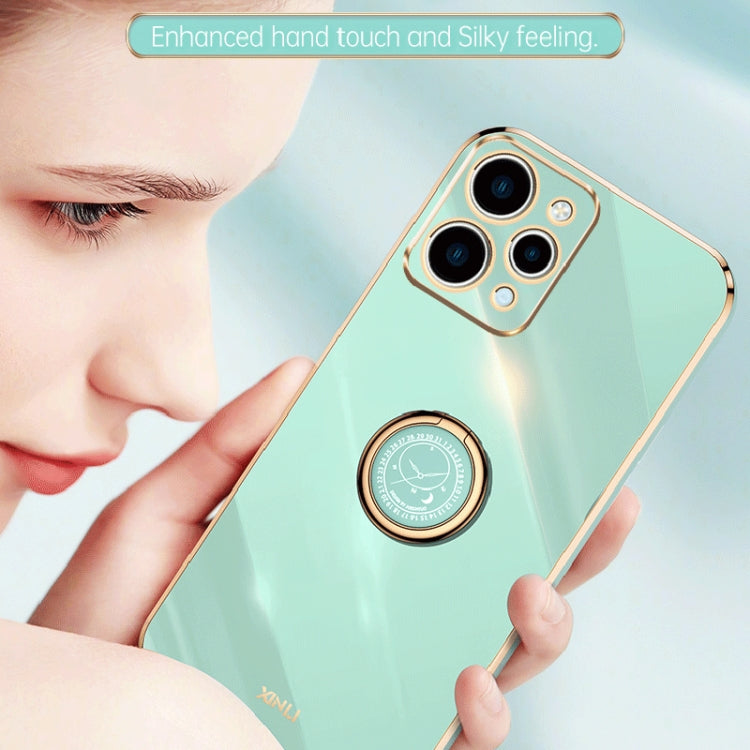 For Xiaomi Redmi 12 4G XINLI Straight Edge 6D Electroplate TPU Phone Case with Ring Holder(White) - Xiaomi Cases by XINLI | Online Shopping South Africa | PMC TechLife | Buy Now Pay Later Mobicred