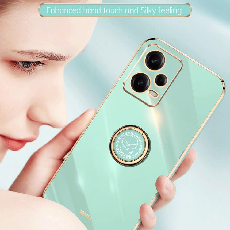 For Xiaomi Redmi Note 12 5G Global XINLI Straight Edge 6D Electroplate TPU Phone Case with Ring Holder(Celestial Blue) - Xiaomi Cases by XINLI | Online Shopping South Africa | PMC TechLife | Buy Now Pay Later Mobicred