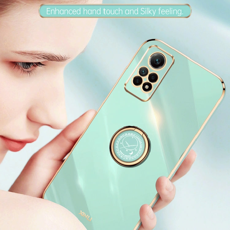 For Xiaomi Redmi Note 12 Pro 4G XINLI Straight Edge 6D Electroplate TPU Phone Case with Ring Holder(White) - Xiaomi Cases by XINLI | Online Shopping South Africa | PMC TechLife | Buy Now Pay Later Mobicred