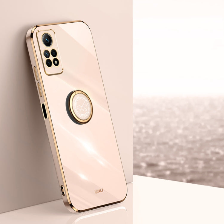 For Xiaomi Redmi Note 12 Pro 4G XINLI Straight Edge 6D Electroplate TPU Phone Case with Ring Holder(Pink) - Xiaomi Cases by XINLI | Online Shopping South Africa | PMC TechLife | Buy Now Pay Later Mobicred