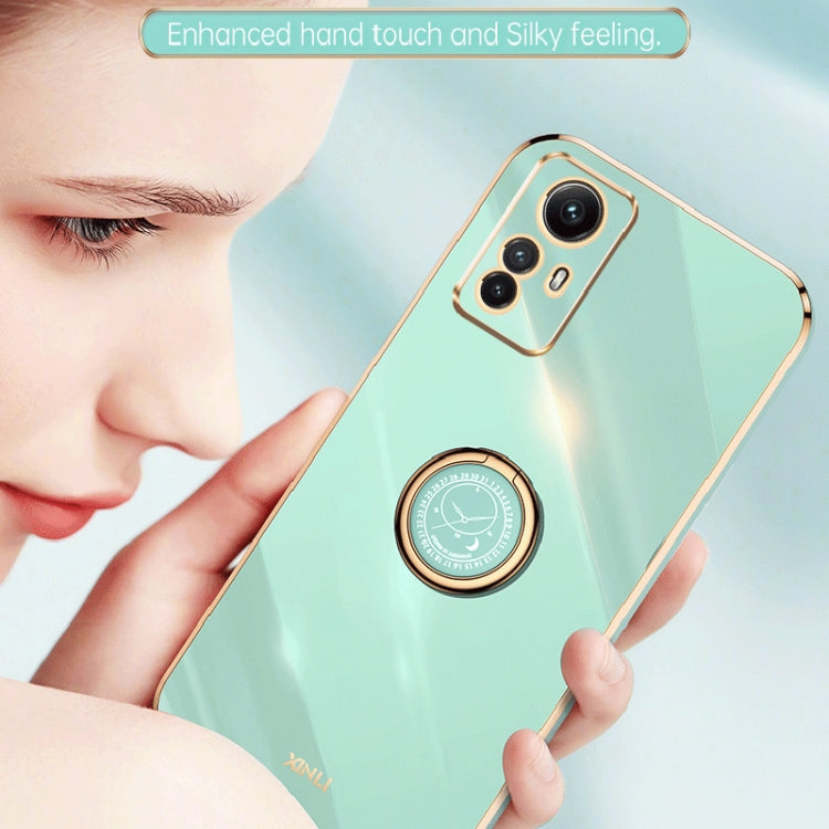 For Xiaomi Redmi Note 12S 4G XINLI Straight Edge 6D Electroplate TPU Phone Case with Ring Holder(Celestial Blue) - Xiaomi Cases by XINLI | Online Shopping South Africa | PMC TechLife | Buy Now Pay Later Mobicred