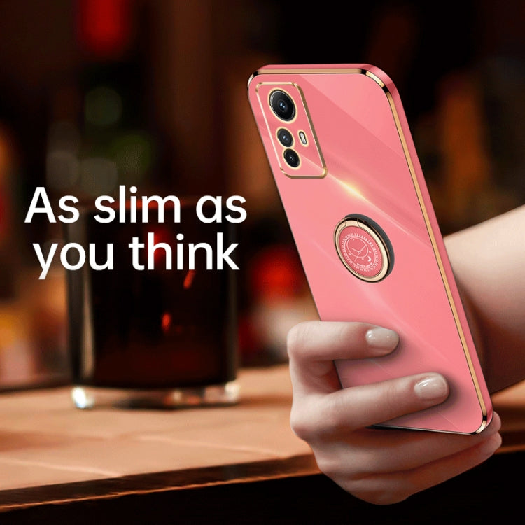 For Xiaomi Redmi Note 12S 4G XINLI Straight Edge 6D Electroplate TPU Phone Case with Ring Holder(Pink) - Xiaomi Cases by XINLI | Online Shopping South Africa | PMC TechLife | Buy Now Pay Later Mobicred