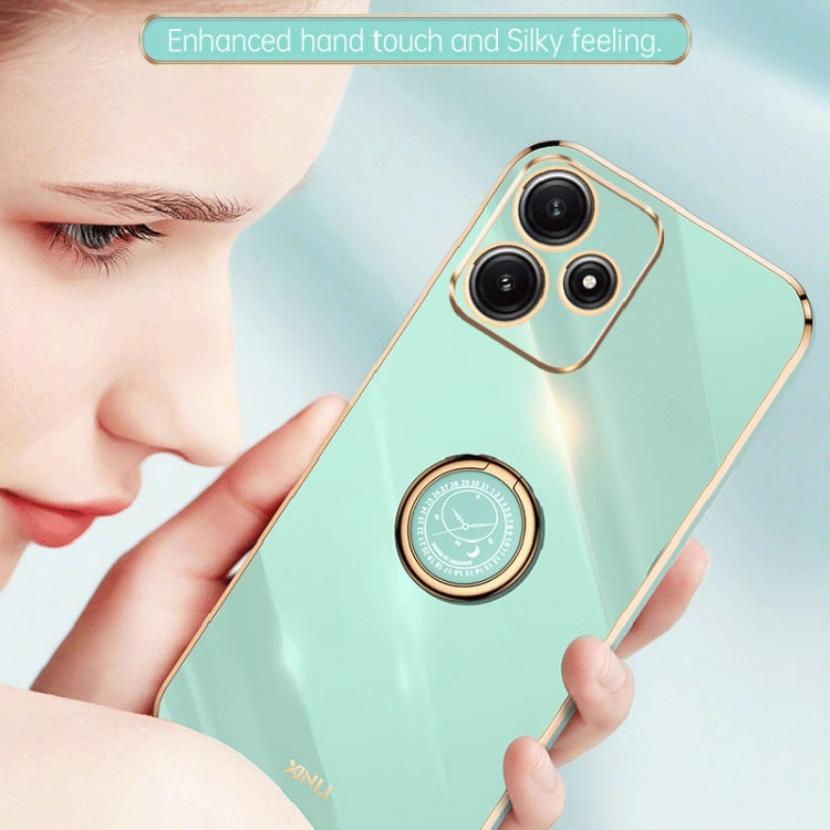 For Xiaomi Redmi Note 12R XINLI Straight Edge 6D Electroplate TPU Phone Case with Ring Holder(Black) - Xiaomi Cases by XINLI | Online Shopping South Africa | PMC TechLife | Buy Now Pay Later Mobicred