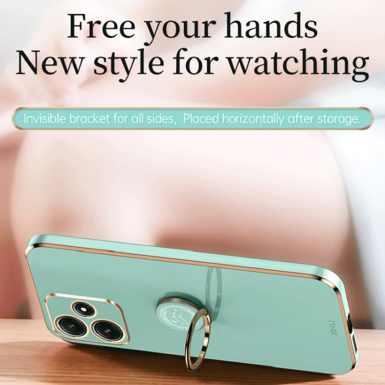 For Xiaomi Redmi Note 12R XINLI Straight Edge 6D Electroplate TPU Phone Case with Ring Holder(Celestial Blue) - Xiaomi Cases by XINLI | Online Shopping South Africa | PMC TechLife | Buy Now Pay Later Mobicred