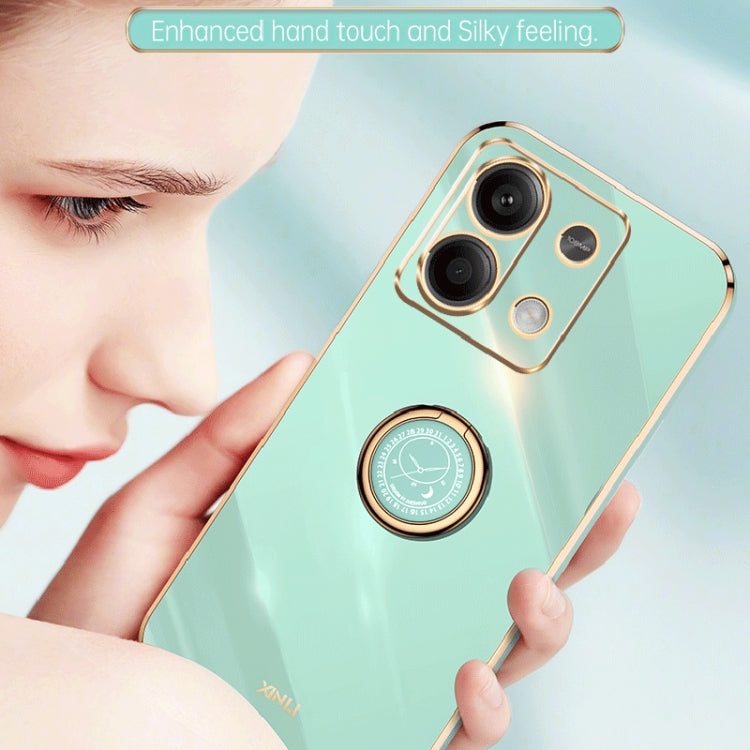 For Xiaomi Redmi Note 13 5G XINLI Straight Edge 6D Electroplate TPU Phone Case with Ring Holder(White) - Note 13 Cases by XINLI | Online Shopping South Africa | PMC TechLife | Buy Now Pay Later Mobicred