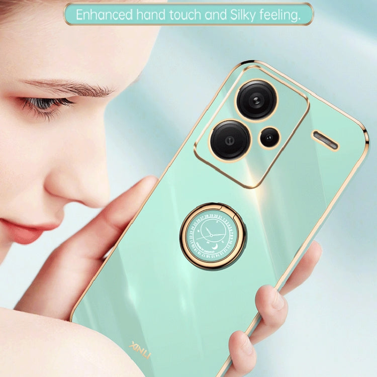 For Xiaomi Redmi Note 13 Pro+ XINLI Straight Edge 6D Electroplate TPU Phone Case with Ring Holder(Pink) - Note 13 Pro+ Cases by XINLI | Online Shopping South Africa | PMC TechLife | Buy Now Pay Later Mobicred