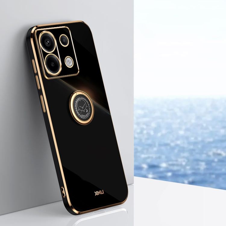 For Xiaomi Redmi Note 13 Pro XINLI Straight Edge 6D Electroplate TPU Phone Case with Ring Holder(Black) - Note 13 Pro Cases by XINLI | Online Shopping South Africa | PMC TechLife | Buy Now Pay Later Mobicred