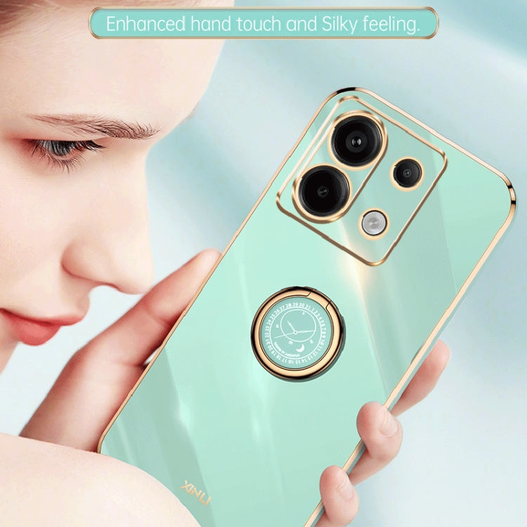 For Xiaomi Redmi Note 13 Pro XINLI Straight Edge 6D Electroplate TPU Phone Case with Ring Holder(Hawthorn Red) - Note 13 Pro Cases by XINLI | Online Shopping South Africa | PMC TechLife | Buy Now Pay Later Mobicred