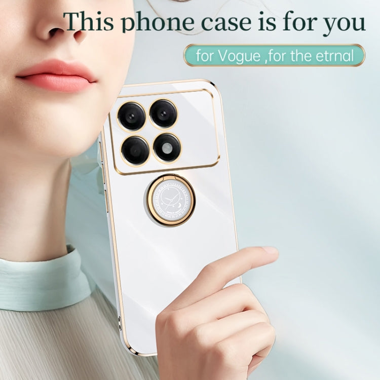 For Xiaomi Redmi K70 XINLI Straight Edge 6D Electroplate TPU Phone Case with Ring Holder(Black) - K70 Cases by XINLI | Online Shopping South Africa | PMC TechLife | Buy Now Pay Later Mobicred