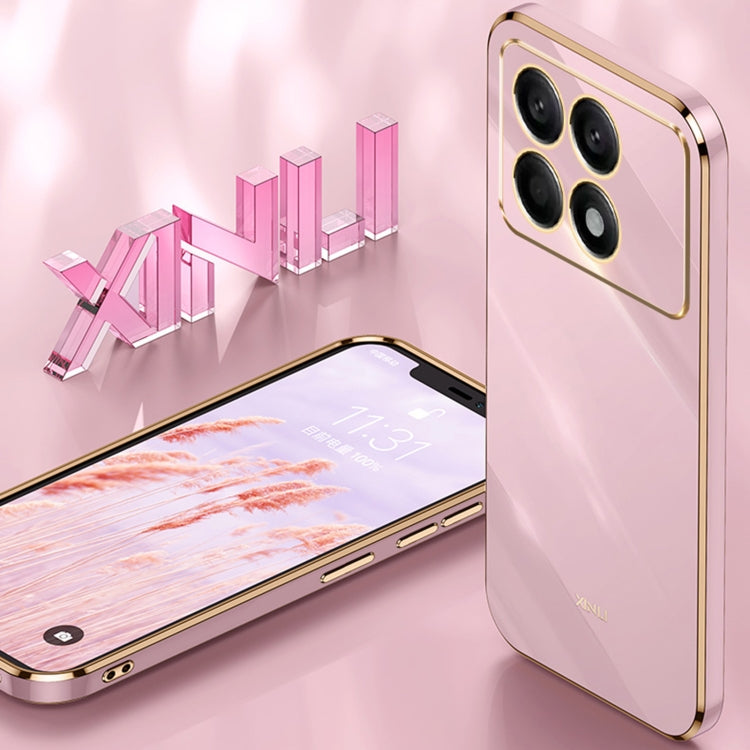 For Xiaomi Redmi K70 XINLI Straight Edge 6D Electroplate TPU Phone Case with Ring Holder(Black) - K70 Cases by XINLI | Online Shopping South Africa | PMC TechLife | Buy Now Pay Later Mobicred