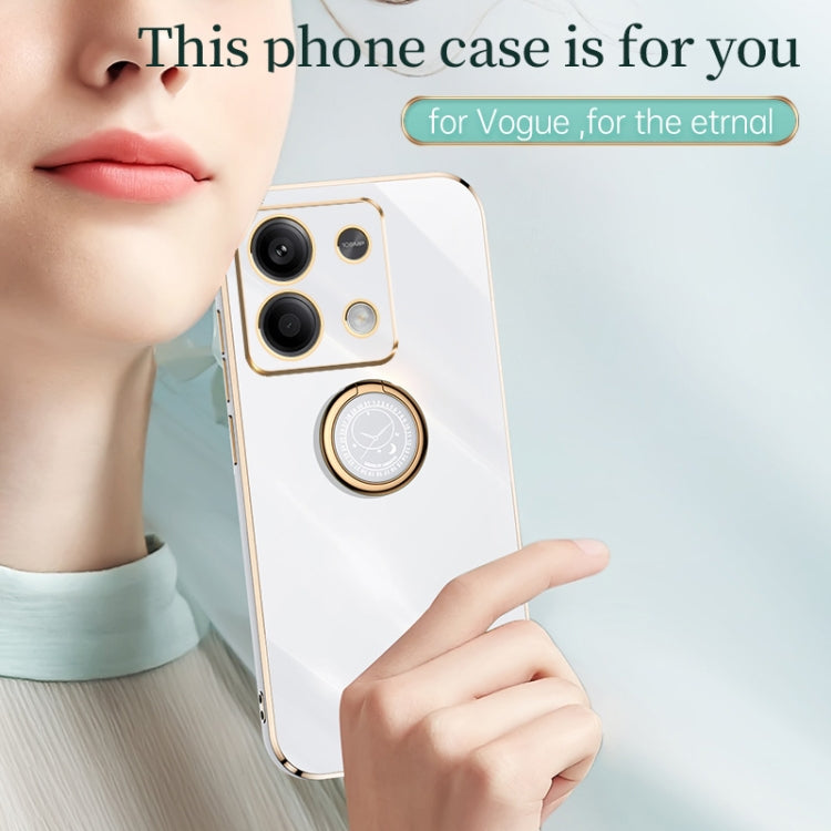 For Xiaomi Redmi Note 13 4G XINLI Straight Edge 6D Electroplate TPU Phone Case with Ring Holder(Black) - Note 13 Cases by XINLI | Online Shopping South Africa | PMC TechLife | Buy Now Pay Later Mobicred