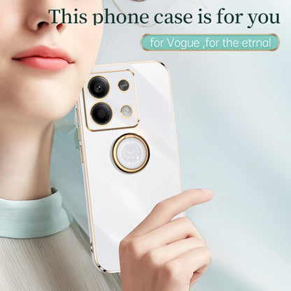For Xiaomi Redmi Note 13 4G XINLI Straight Edge 6D Electroplate TPU Phone Case with Ring Holder(White) - Note 13 Cases by XINLI | Online Shopping South Africa | PMC Jewellery | Buy Now Pay Later Mobicred