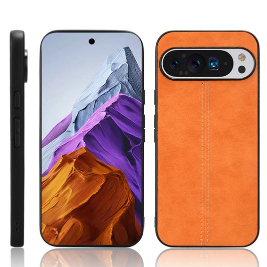 For Google Pixel 9 Pro Sewing Cow Pattern Skin PC + PU + TPU Phone Case(Orange) - Google Cases by PMC Jewellery | Online Shopping South Africa | PMC Jewellery | Buy Now Pay Later Mobicred