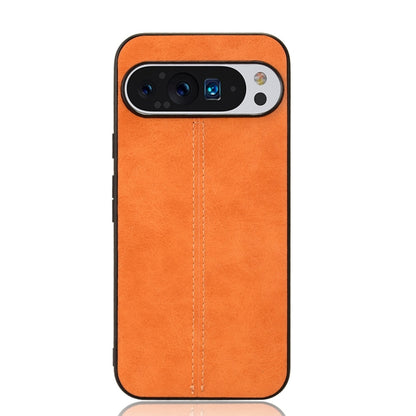 For Google Pixel 9 Pro Sewing Cow Pattern Skin PC + PU + TPU Phone Case(Orange) - Google Cases by PMC Jewellery | Online Shopping South Africa | PMC Jewellery | Buy Now Pay Later Mobicred