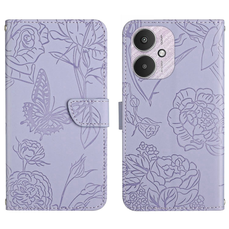 For Xiaomi Redmi 13C 5G Skin Feel Butterfly Embossed Flip Leather Phone Case(Purple) - 13C Cases by PMC Jewellery | Online Shopping South Africa | PMC Jewellery | Buy Now Pay Later Mobicred