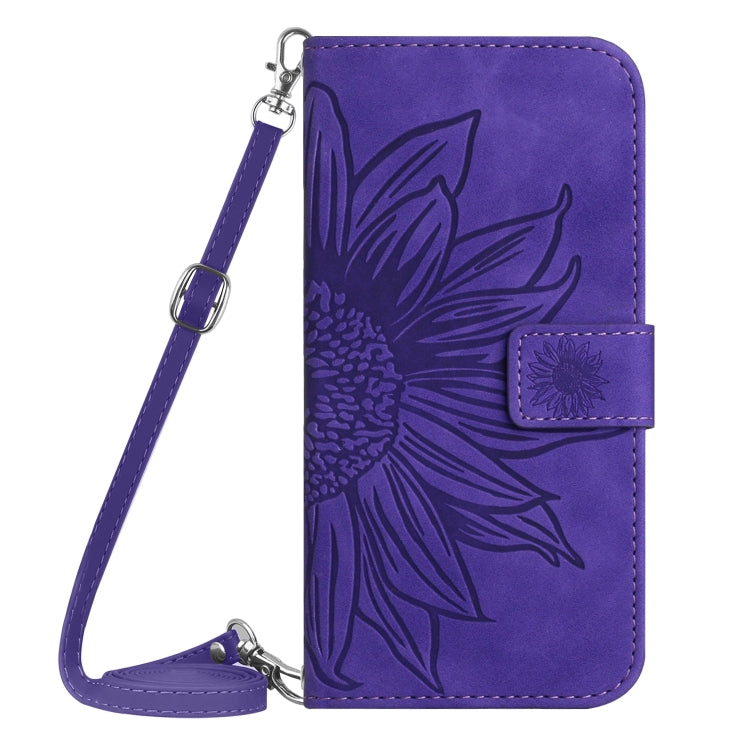 For Xiaomi Redmi Note 12S Skin Feel Sun Flower Embossed Flip Leather Phone Case with Lanyard(Dark Purple) - Xiaomi Cases by PMC Jewellery | Online Shopping South Africa | PMC Jewellery | Buy Now Pay Later Mobicred