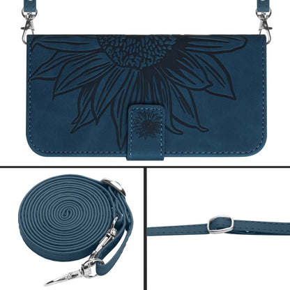 For Xiaomi Redmi 12 4G Global Skin Feel Sun Flower Embossed Flip Leather Phone Case with Lanyard(Inky Blue) - Xiaomi Cases by PMC Jewellery | Online Shopping South Africa | PMC Jewellery | Buy Now Pay Later Mobicred